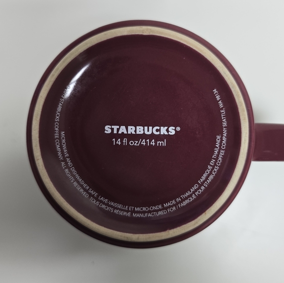 Starbucks Etched Logo Burgundy Stackable Coffee Mug Cup 14 oz Rare -2013 - Picture 3 of 4